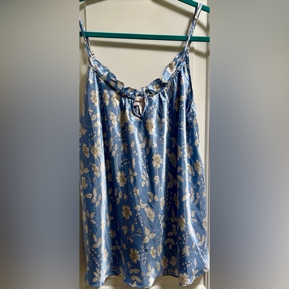 Blue Floral Camisole Top Sleeveless Spaghetti Strap Coquette Ethereal Medium - Picture 4 of 10